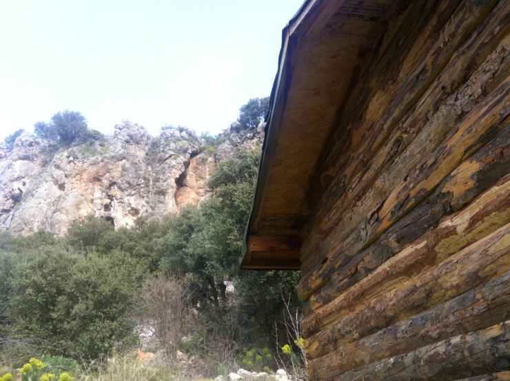 view of the crag from the bungalow