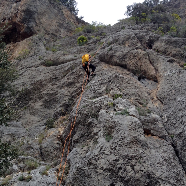 Abseiling from the multi pich route